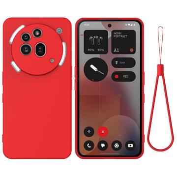 Nothing Phone (3a) Pro Liquid Silicone Case with Hand Strap - Red