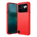 Nothing Phone (4a) Pro Brushed TPU Case - Carbon Fiber - Red