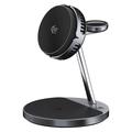 OJD-139 25W Qi2.2 3-in-1 Magnetic Wireless Charging Stand with TEC Cooling - Space Grey