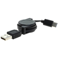 OTB USB-A 2.0 / USB-C Rollable Data Cable - 70cm - Black