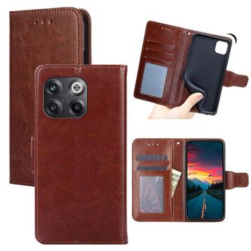 OnePlus 10T Wallet Case with Magnetic Closure - Brown