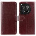 OnePlus 12 Wallet Case with Magnetic Closure - Brown