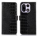 OnePlus 15 Crocodile Series Wallet Leather Case with RFID - Black