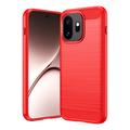 OnePlus 15T Brushed TPU Case - Carbon Fiber - Red