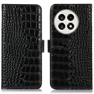OnePlus Ace 5/5 Pro/13R Crocodile Series Wallet Leather Case with RFID - Black