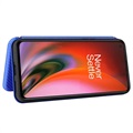 OnePlus Nord 2 5G Flip Case - Carbon Fiber - Blue