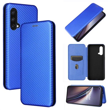 OnePlus Nord CE 5G Flip Case - Carbon Fiber - Blue