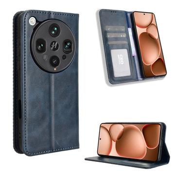 Oppo Find X8 Ultra Retro Wallet Case with Magnetic Closure - Blue