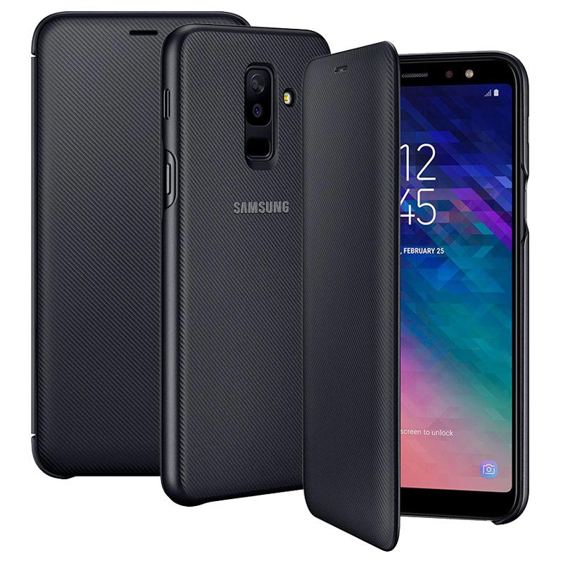 KuGi für Samsung Galaxy A6 Plus 2018 Hülle Samsung Galaxy A6 Plus 2018 Wallet Case Brieftasche Case mit Standfunktion Kartenfächer und Bargeld für Samsung Galaxy A6 Plus 2018 Smartphone.Schwarz 