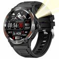 Outdoor-Style Waterproof Smartwatch KT76 w. Compass, Flashlight - 1.53"