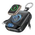 P007 Mini Power Bank 10000mAh with USB-C, Lightning Cables, Apple Watch Wireless Charging