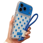 iPhone 17 Pro Max PC / TPU Cover with Lens Film & Strap - Polka Dot - Blue