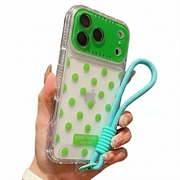 iPhone 17 Pro Max PC / TPU Cover with Lens Film & Strap - Polka Dot - Green