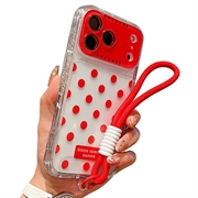iPhone 17 Pro Max PC / TPU Cover with Lens Film & Strap - Polka Dot - Red