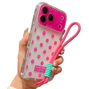 iPhone 17 Pro/18 Pro PC / TPU Cover with Lens Film & Strap - Polka Dot - Hot Pink