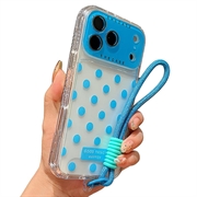 iPhone 17 Pro/18 Pro PC / TPU Cover with Lens Film & Strap - Polka Dot - Sky Blue