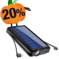 Psooo PS-158 Wireless Solar Powerbank with Flashlight - 10000mAh - Black