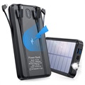Psooo PS-158 Wireless Solar Powerbank with Flashlight - 10000mAh - Black