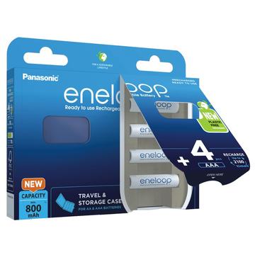 Panasonic Eneloop BK-3MCDEC4BE Rechargeable AA Batteries 2000mAh w. Storage Box - 4 Pcs.