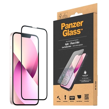 iPhone 13 Mini PanzerGlass AntiBacterial Tempered Glass Screen Protector - 9H - Case Friendly - Black Edge