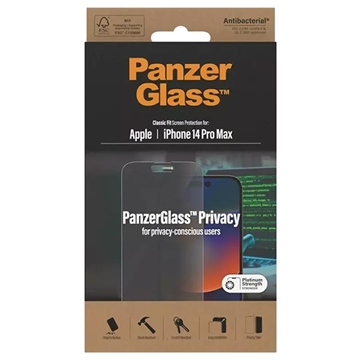 PanzerGlass Classic Fit Privacy iPhone 14 Pro Max Screen Protector - 9H