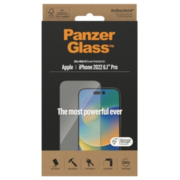 PanzerGlass Ultra-Wide Fit iPhone 14 Pro Screen Protector - 9H - Black