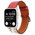 Apple Watch Series 7/SE/6/5/4/3/2/1 Pattern Leather Strap - 41mm/40mm/38mm - Red