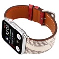 Apple Watch Series 7/SE/6/5/4/3/2/1 Pattern Leather Strap - 41mm/40mm/38mm - Red