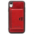 Pierre Cardin Leather Coated iPhone XR TPU Case with Kickstand - Red