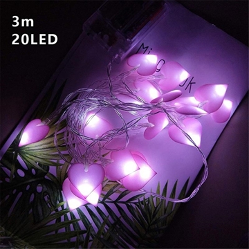 Pink LED String Lights with Hearts - 3m