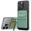 Plastic Magnetic Card Holder with Kickstand - MagSafe Compatible - Light Green