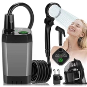 Portable Electric Shower Pump with Digital Display - 6000mAh, IPX7 - Grey