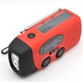 Portable Hand Crank Solar Radio with LED Flashlight - Red