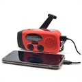 Portable Hand Crank Solar Radio with LED Flashlight - Red