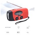 Portable Hand Crank Solar Radio with LED Flashlight - Red