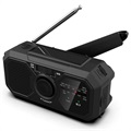 Portable Multifunctional Emergency Radio with Hand Crank and SOS Alarm - Black