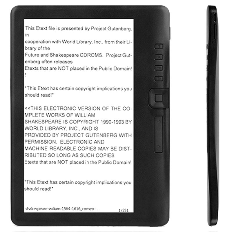 Rosilesi E-Book 8G BK7019 Lector de Libros electrónicos portátil de 7 Pulgadas La Pantalla Colorida admite Tarjeta TF