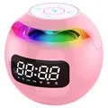 Portable Bluetooth Speaker with LED Alarm Clock - Pink