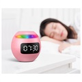 Portable Bluetooth Speaker with LED Alarm Clock - Pink