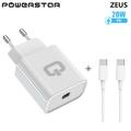 Powerstar Zeus Wall Charger with USB-C Cable - 20W - White