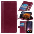 Premium Samsung Galaxy A10 Wallet Case with Kickstand Feature - Wine Red