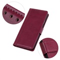 Premium Samsung Galaxy A10 Wallet Case with Kickstand Feature - Wine Red
