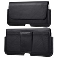 Premium Universal Horizontal Holster Leather Case - 6.1" - Black