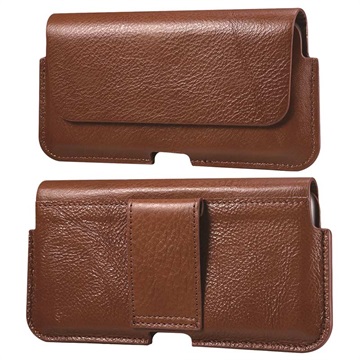 Premium Universal Horizontal Holster Leather Case - 6.1" - Brown