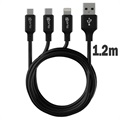 Prio High-Speed 3-in-1 Charging Cable - 1.2m - Black