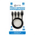 Prio High-Speed 3-in-1 Charging Cable - 1.2m - Black