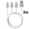 Prio High-Speed 3-in-1 Charging Cable - 2m - White