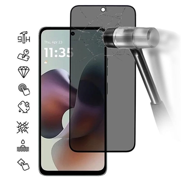 Motorola Moto G56 Privacy Full Cover Tempered Glass Screen Protector - 9H - Black Edge