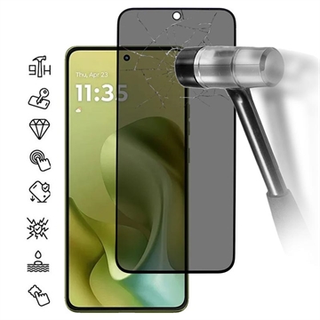 Motorola Moto G86/G86 Power Privacy Full Cover Tempered Glass Screen Protector - 9H - Black Edge