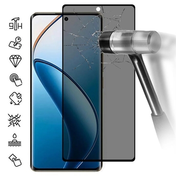 Realme 12 Pro/12 Pro+ Privacy Full Cover Tempered Glass Screen Protector - 9H - Black Edge